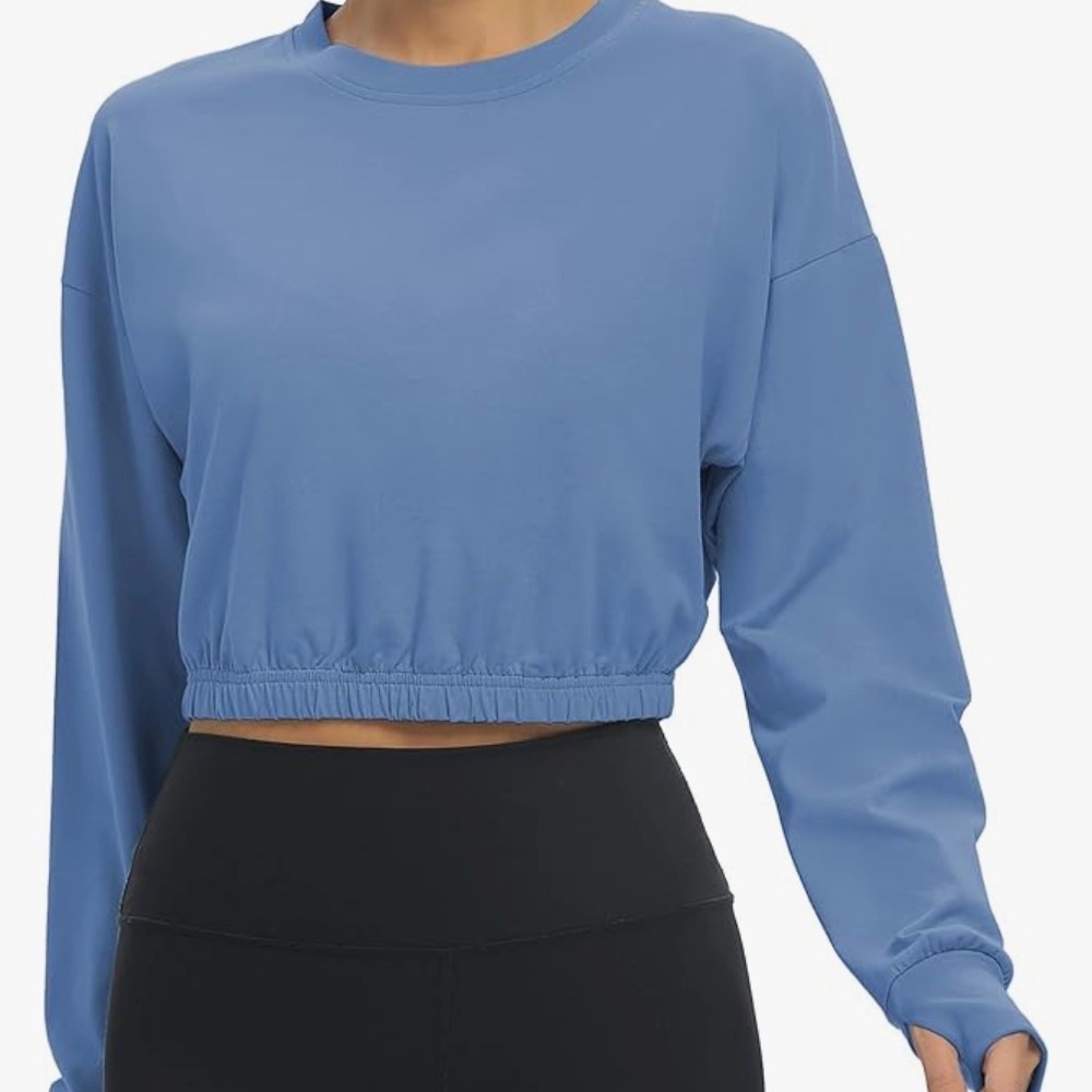Long Sleeve Workout Crop Top - Size S